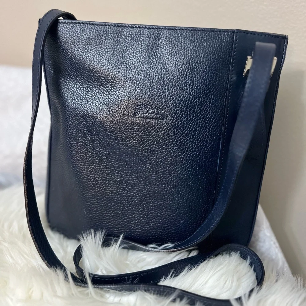 Longchamp Dark Leather Messenger Bag